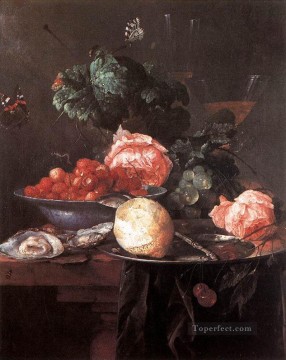 静物 Painting - 果物のある静物画 1652年 オランダ人 ヤン・ダヴィッツ・デ・ヘーム